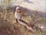 Nicolae Grigorescu Peasant Woman Sitting in the Grass Spain oil painting artist